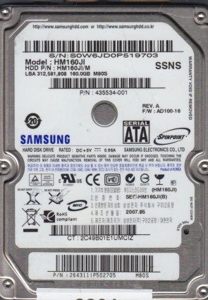 HM160JI Samsung 160GB SATA 2.5 Inch Hard Drive