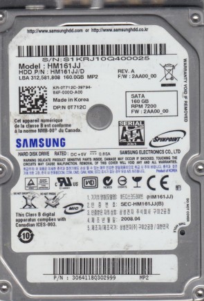 HM161JJ Samsung 160GB SATA 2.5 Inch Hard Drive