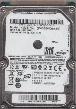 HM251HC Samsung 250GB IDE 2.5 Inch Hard Drive