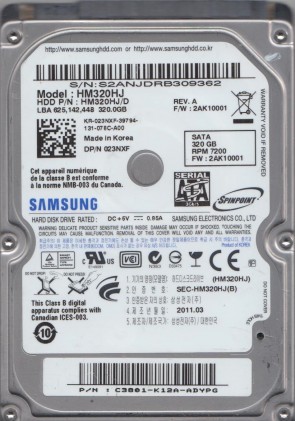 HM320HJ Samsung 320GB SATA 2.5 Inch Hard Drive