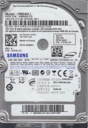 HM500LI Samsung 500GB SATA 2.5 Inch Hard Drive