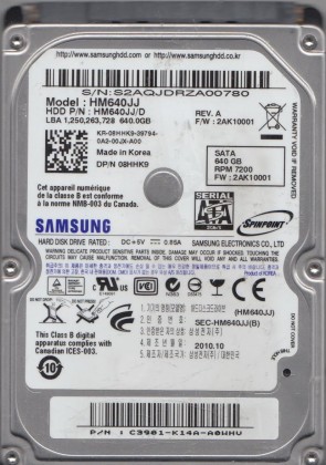 HM640JJ Samsung 640GB SATA 2.5 Inch Hard Drive