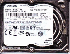 HS12YHA Samsung 120GB ZIF 1.8 Inch Hard Drive