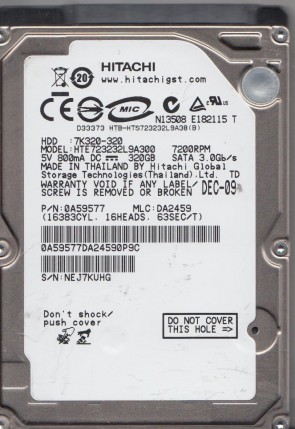 HTE723232L9A300 Hitachi 320GB SATA 2.5 Inch Hard Drive