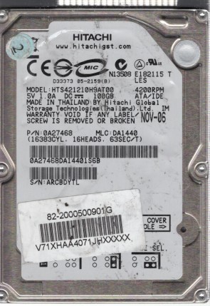 HTS421210H9AT00 Hitachi 100GB IDE 2.5 Inch Hard Drive