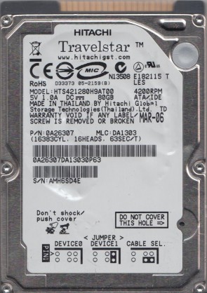 HitachiHTS421280H9AT0080 GBIDE2.5