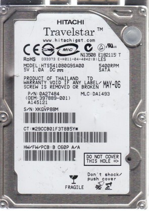 HTS541080G9SA00 Hitachi 80GB SATA 2.5 Inch Hard Drive