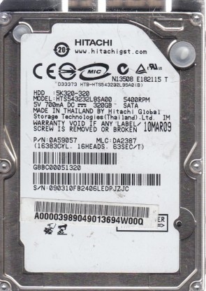 HitachiHTS543232L9SA00320 GBSATA2.5