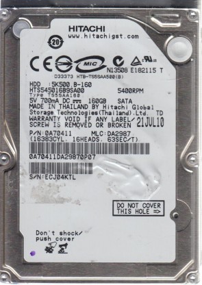 HitachiHTS545016B9SA00160 GBSATA2.5