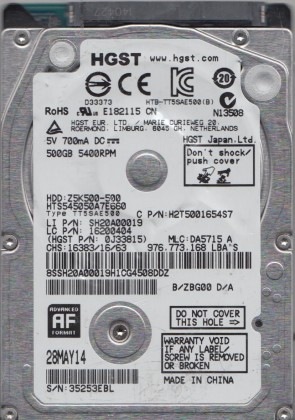 HTS545050A7E660 Hitachi 500GB SATA 2.5 Inch Hard Drive