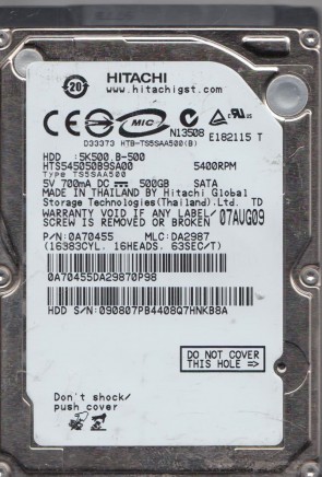 HitachiHTS545050B9SA00500 GBSATA2.5