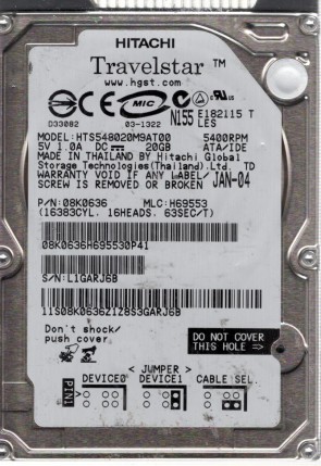 HTS548020M9AT00 Hitachi 20GB IDE 2.5 Inch Hard Drive