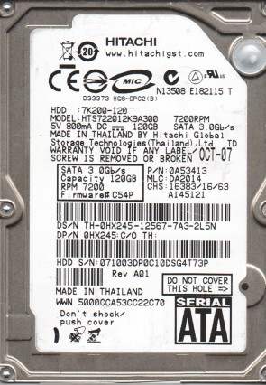HTS722012K9A300 Hitachi 120GB SATA 2.5 Inch Hard Drive