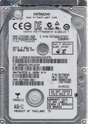 HTS723232A7A364 Hitachi 320GB SATA 2.5 Inch Hard Drive