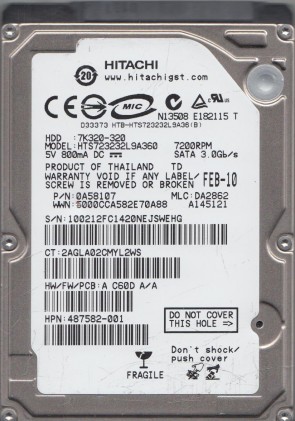 HTS723232L9A360 Hitachi 320GB SATA 2.5 Inch Hard Drive