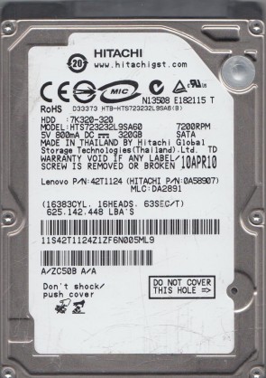 HitachiHTS723232L9SA60320 GBSATA2.5