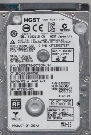 HTS725032A7E630 Hitachi 320GB SATA 2.5 Inch Hard Drive