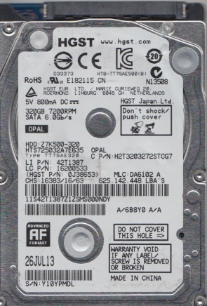 HTS725032A7E635 Hitachi 320GB SATA 2.5 Inch Hard Drive