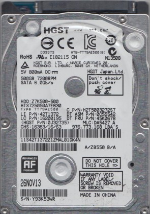 HTS725050A7E630 Hitachi 500GB SATA 2.5 Inch Hard Drive