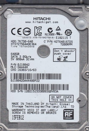 HitachiHTS727564A9E364640 GBSATA2.5