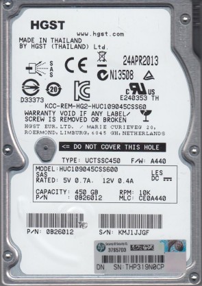 HUC109045CSS600 Hitachi 450GB SAS 2.5 Inch Hard Drive