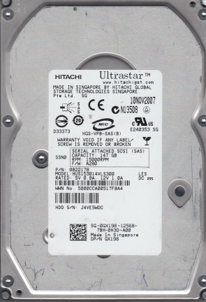 HUS153014VLS300 Hitachi 147GB SAS 3.5 Inch Hard Drive