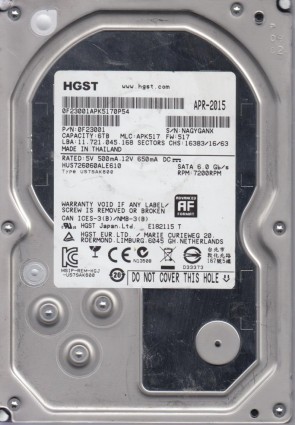HUS726060ALE610 Hitachi 6TB SATA 3.5 Inch Hard Drive