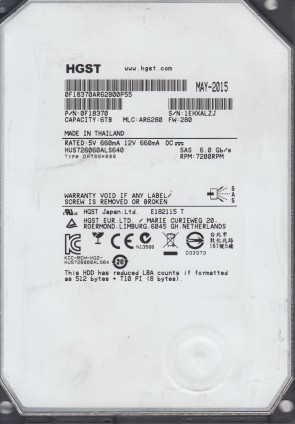 HUS726060ALS640 Hitachi 6TB SAS 3.5 Inch Hard Drive