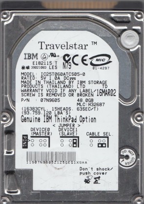 HitachiIC25T060ATCS0560.01 GBIDE2.5