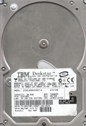 IC35L020AVER07-0 Hitachi 20.5GB IDE 3.5 Inch Hard Drive