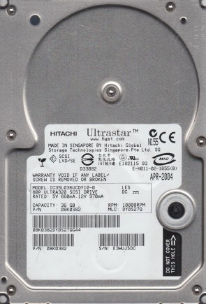 IC35L036UCDY10-0 Hitachi 36GB SCSI 3.5 Inch Hard Drive