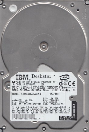 HitachiIC35L040AVVA0740 GBIDE3.5