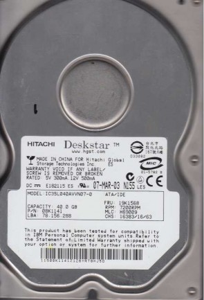 HitachiIC35L040AVVN0740 GBIDE3.5