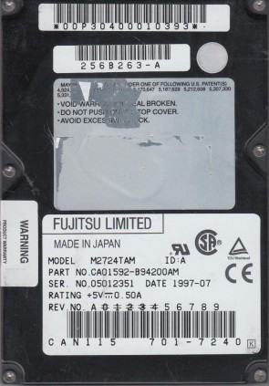 M2724TAM Fujitsu 1.6GB IDE 2.5 Inch Hard Drive