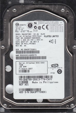 MAX3073RC Fujitsu 73GB SAS 3.5 Inch Hard Drive