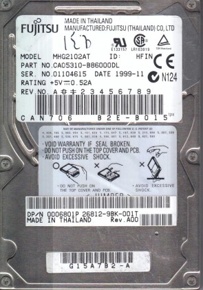 MHG2102AT Fujitsu 10GB IDE 2.5 Inch Hard Drive