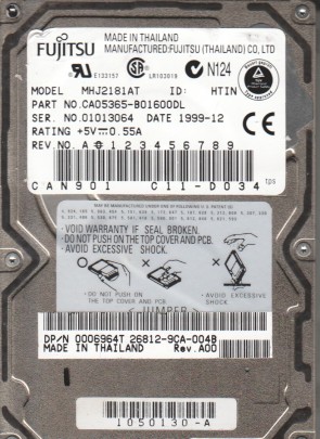 MHJ2181AT Fujitsu 18GB IDE 2.5 Inch Hard Drive