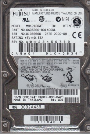 MHK2120AT Fujitsu 12GB IDE 2.5 Inch Hard Drive