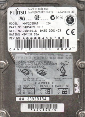 MHM2050AT Fujitsu 5GB IDE 2.5 Inch Hard Drive