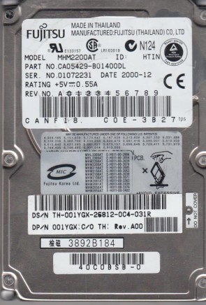 MHM2200AT Fujitsu 20GB IDE 2.5 Inch Hard Drive