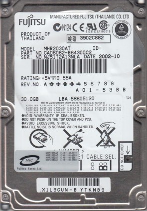 MHR2030AT Fujitsu 30GB IDE 2.5 Inch Hard Drive