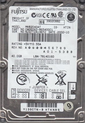 FujitsuMHR2040AT40 GBIDE2.5