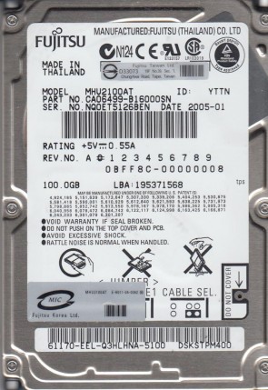 MHU2100AT Fujitsu 100GB IDE 2.5 Inch Hard Drive