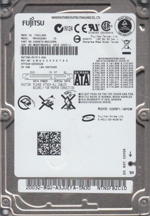 MHV2020BH Fujitsu 20GB SATA 2.5 Inch Hard Drive