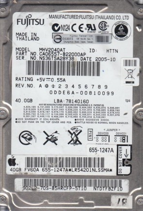 FujitsuMHV2040AT40 GBIDE2.5