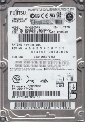 MHV2100AH Fujitsu 100GB IDE 2.5 Inch Hard Drive