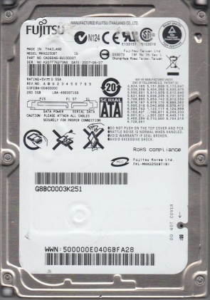MHX2250BT Fujitsu 250GB SATA 2.5 Inch Hard Drive