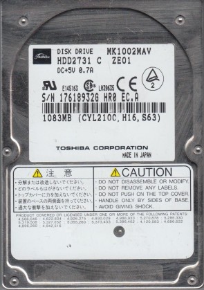 MK1002MAV Toshiba 1GB IDE 2.5 Inch Hard Drive