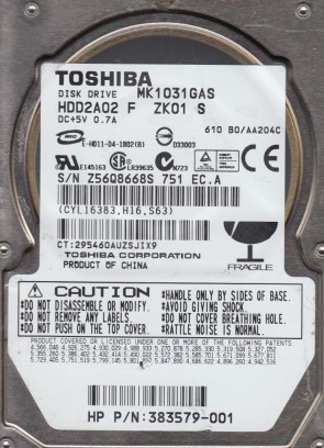 MK1031GAS Toshiba 100GB IDE 2.5 Inch Hard Drive