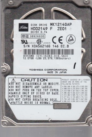 MK1214GAP Toshiba 12GB IDE 2.5 Inch Hard Drive